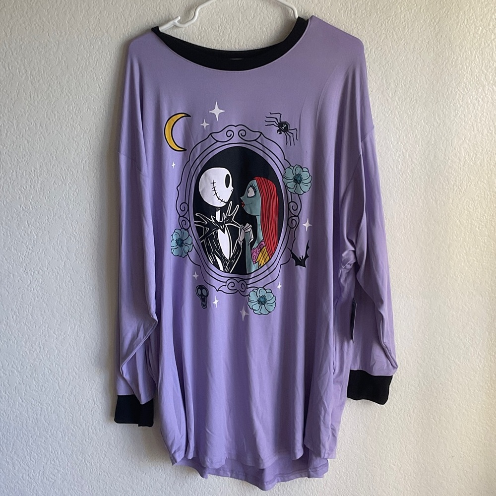 Disney Nightmare Before Christmas Jack Sally Sleep Shirt Purple L LZ45910GA
